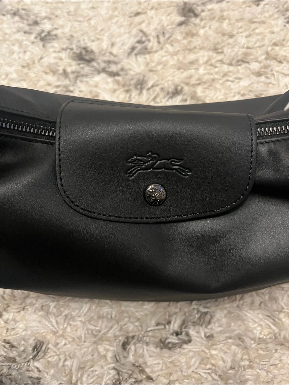 Longchamp Le Pliage Xtra Round Leather Handbag. Black. New with tag.